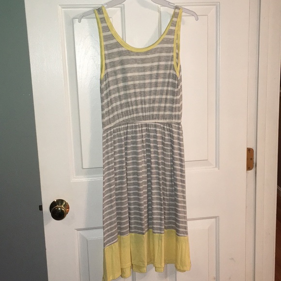Infinity Raine yellow gray striped tank sun dress - Picture 5 of 6